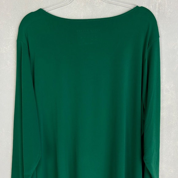 Susan Graver Modern Essentials plus size 3X long sleeve top green liquid knit - Picture 6 of 10